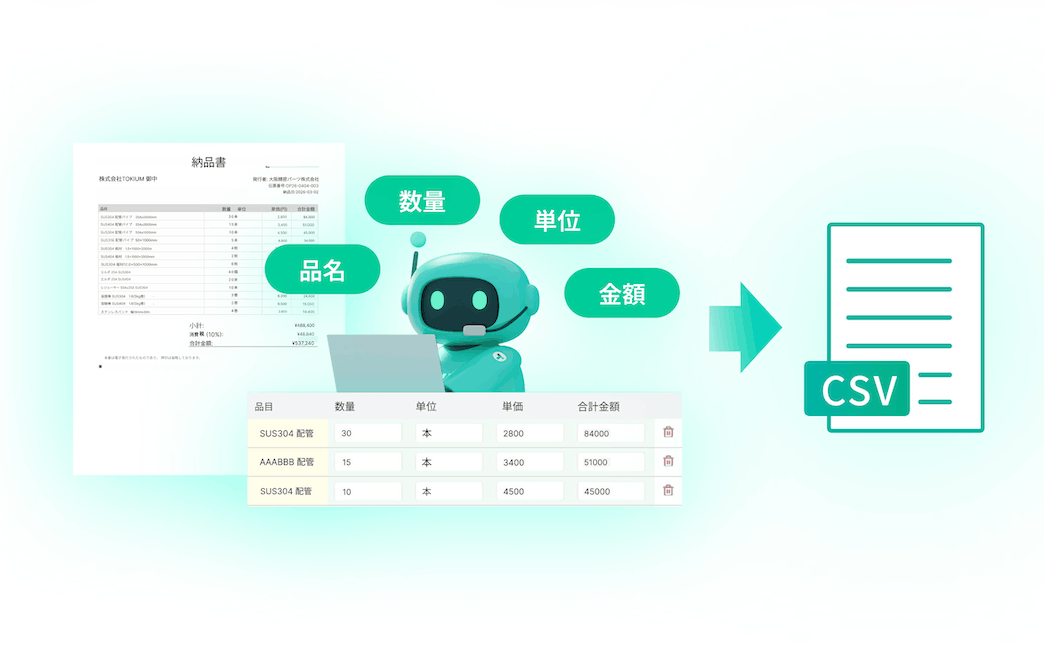 ご利用中のシステムに合わせたCSV形式でワンクリック出力